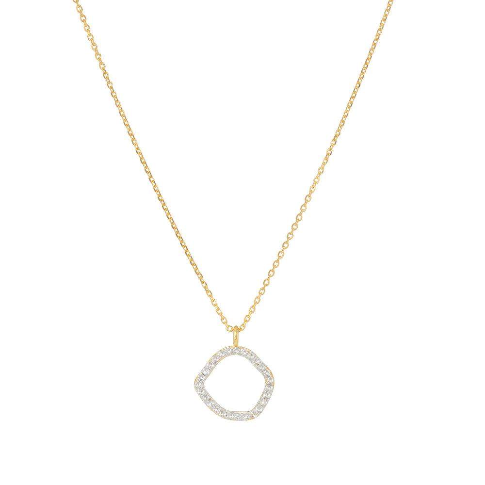 
                
                    Load image into Gallery viewer, White Topaz Abstract Circle Necklace
                
            