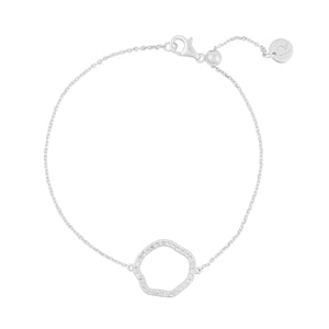 White Topaz Abstract Circle Adjustable Bracelet