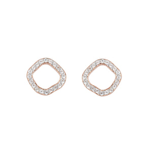 White Topaz Abstract Circle Stud Earrings