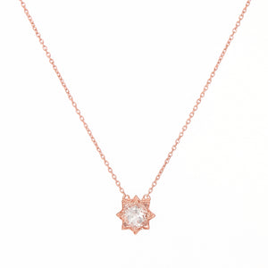 
                
                    Load image into Gallery viewer, white topaz petite star rose gold vermeil necklace
                
            