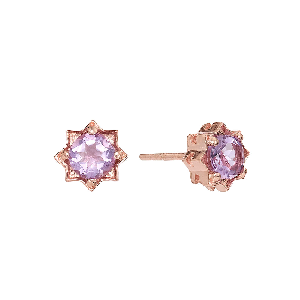pink amethyst star rose gold vermeil stud earrings