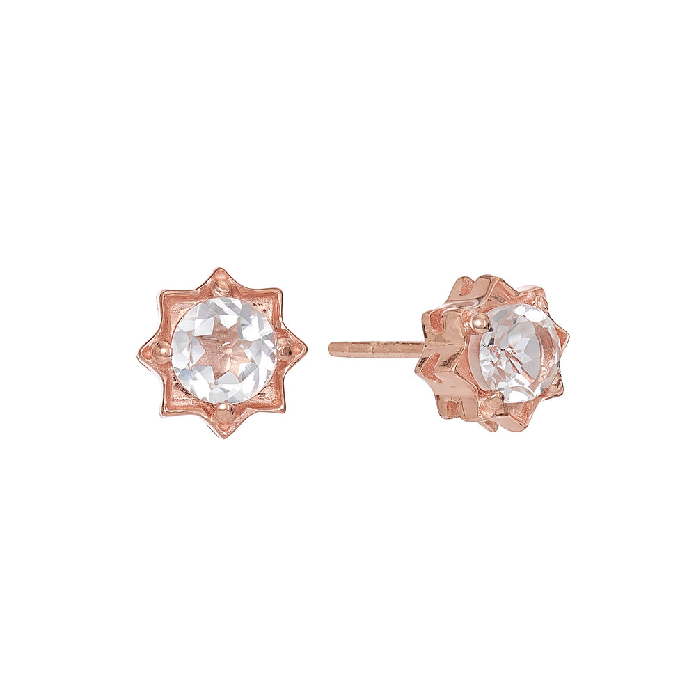 
                
                    Load image into Gallery viewer, white topaz petite star rose gold vermeil earrings
                
            