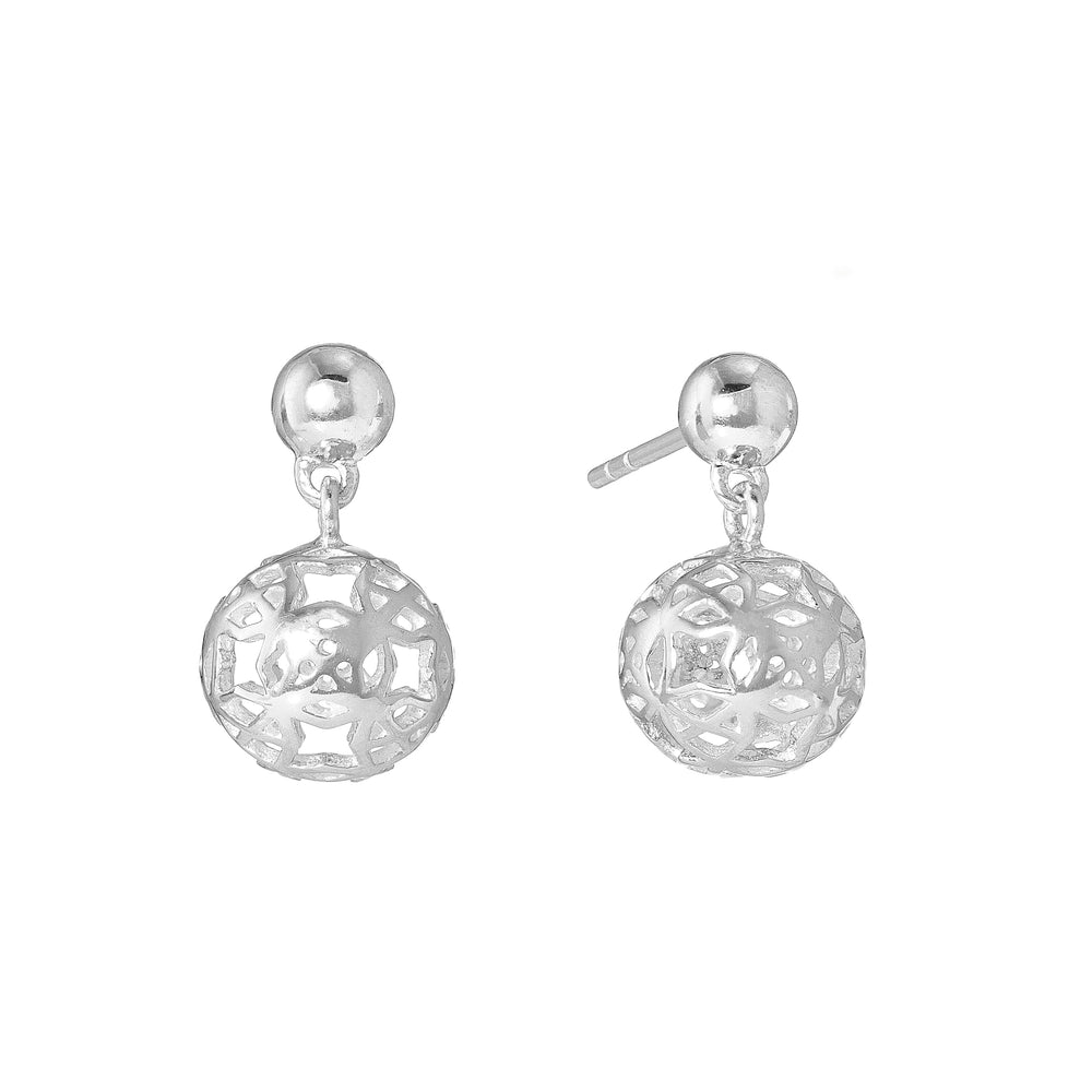 Dandelion dangle stud earrings in sterling silver