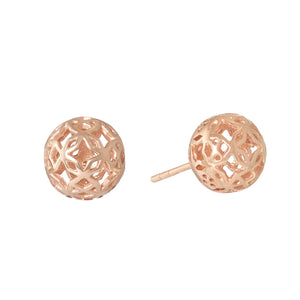 Dandelion motif ball sterling silver rose gold plated stud earrings