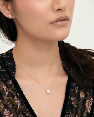 White topaz petite star gemstone necklace on model