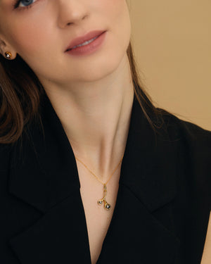 Seed inspired Two Tone Gold Silver Necklace on model