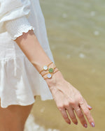 8 point star Malachite sliced gemstone adjustable  bracelet