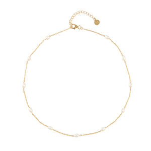Embrace White Fresh Water Pearl Chain Necklace - 18K Gold Plated