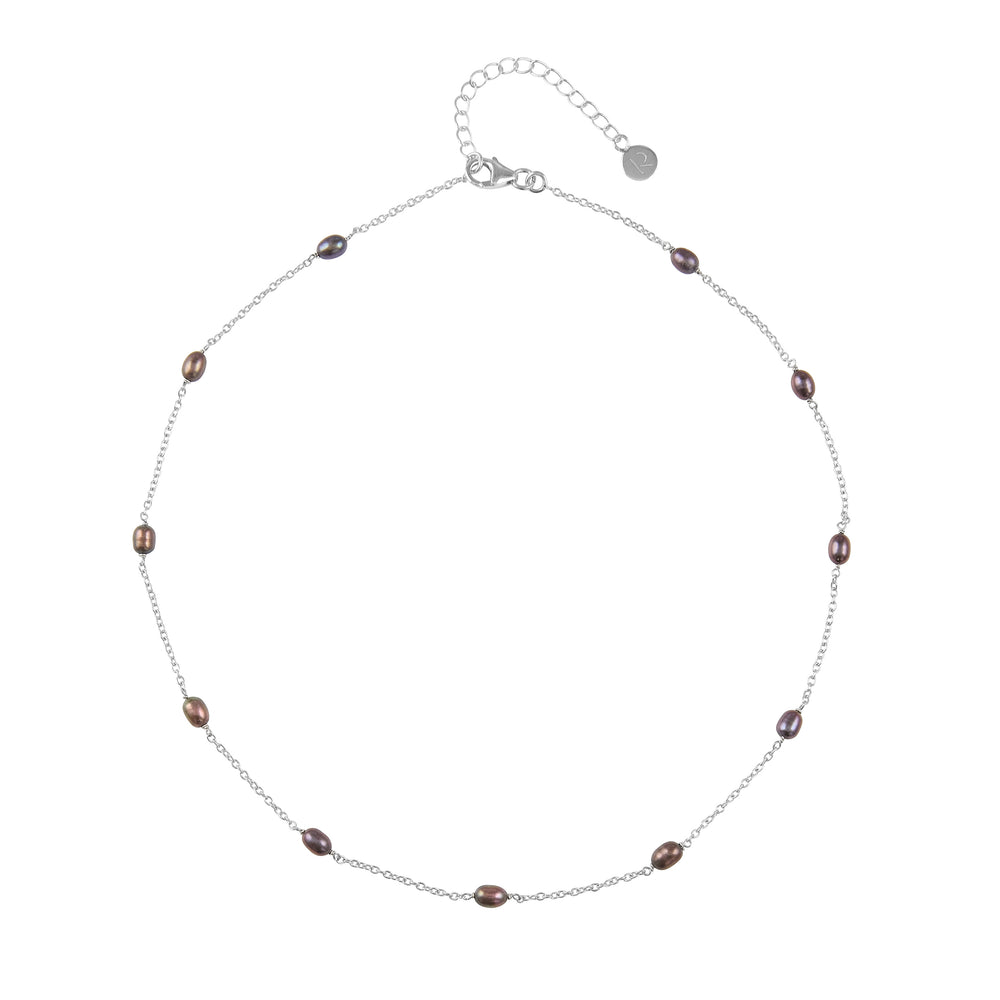 
                
                    Load image into Gallery viewer, Embrace Black Fresh Water Pearl Chain Necklace - Sterling Silver
                
            