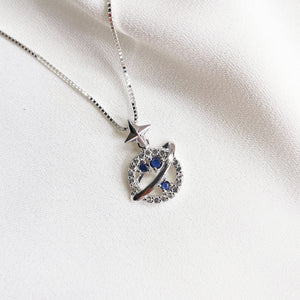 Saturn Blue Sapphire Necklace - Silver