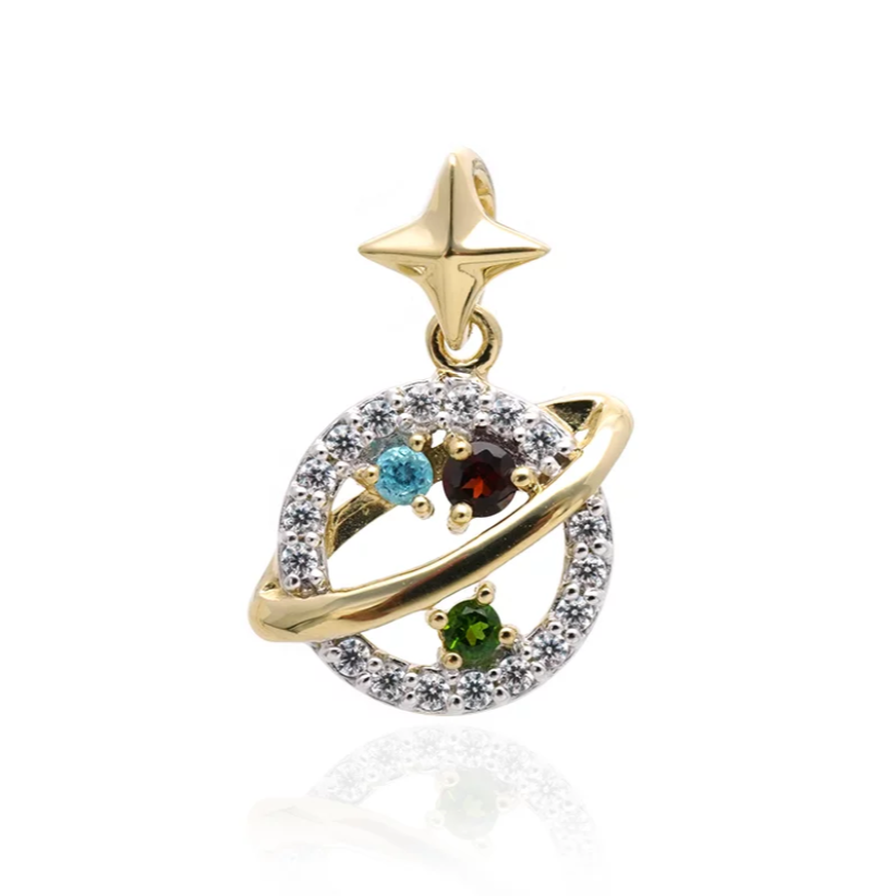 Saturn inspired gold necklace