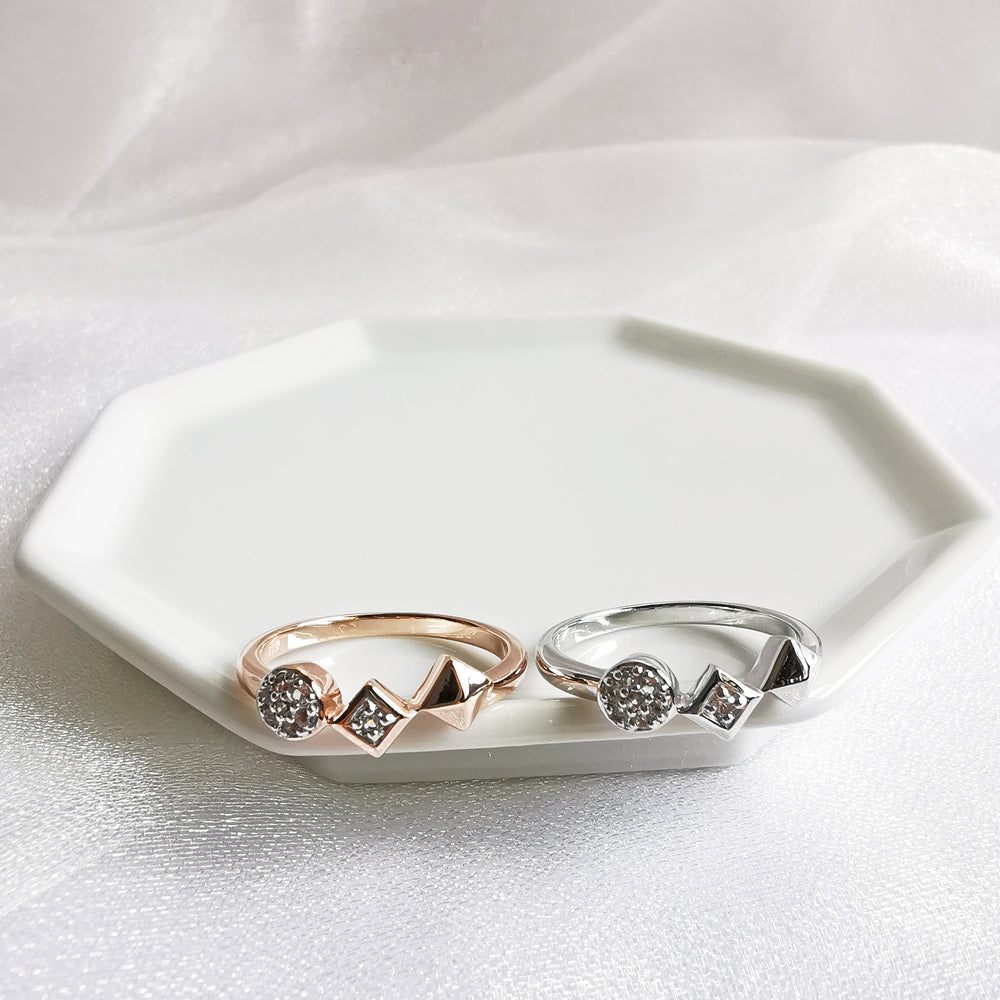 Sophie White Topaz Shapes Encrusted Ring - Rose Gold or Rhodium Plated