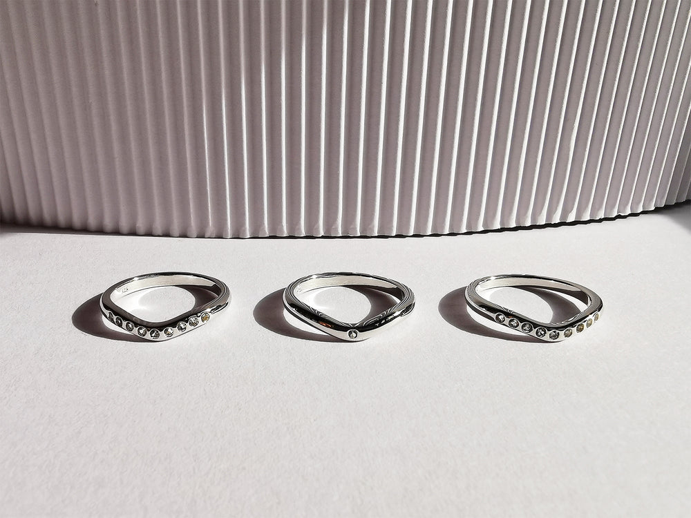 
                
                    Load image into Gallery viewer, Contemporary Silver Stack Trio Ring
                
            