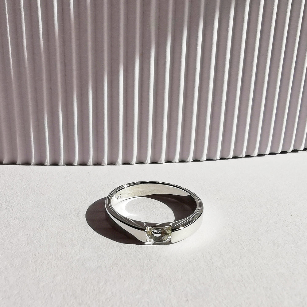 Silver Oval White Topaz Ring