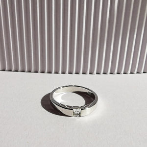 Silver Square White Topaz Ring 