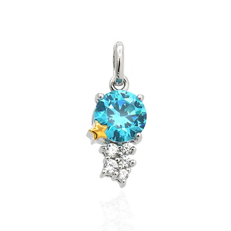 Sky blue topaz & white topaz star necklace