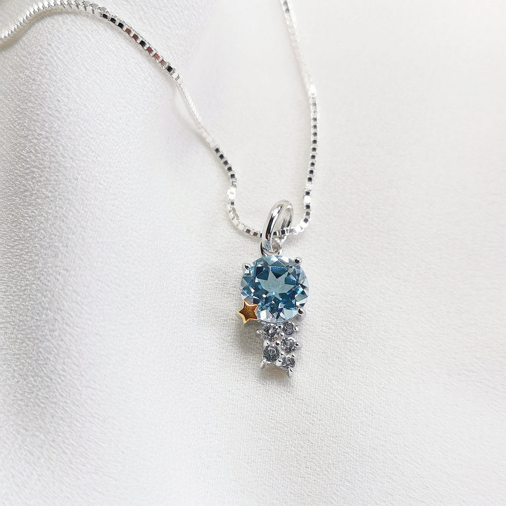
                
                    Load image into Gallery viewer, Sirius Sky Blue Topaz &amp;amp; White Topaz Necklace - Silver
                
            