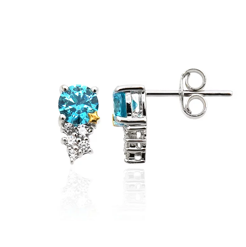Sky blue topaz & white topaz star earring