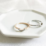 Raina White Topaz Curve Rings - Rose Gold or Rhodium Plated