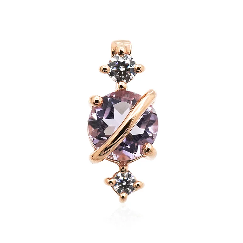 Pink amethyst planet necklace
