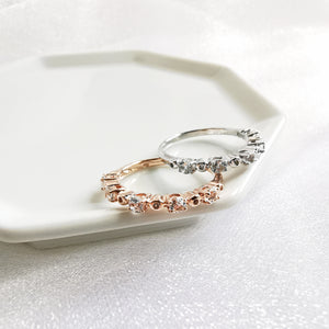 
                
                    Load image into Gallery viewer, 14K Rose Gold or Rhodium White Topaz Row Ring
                
            